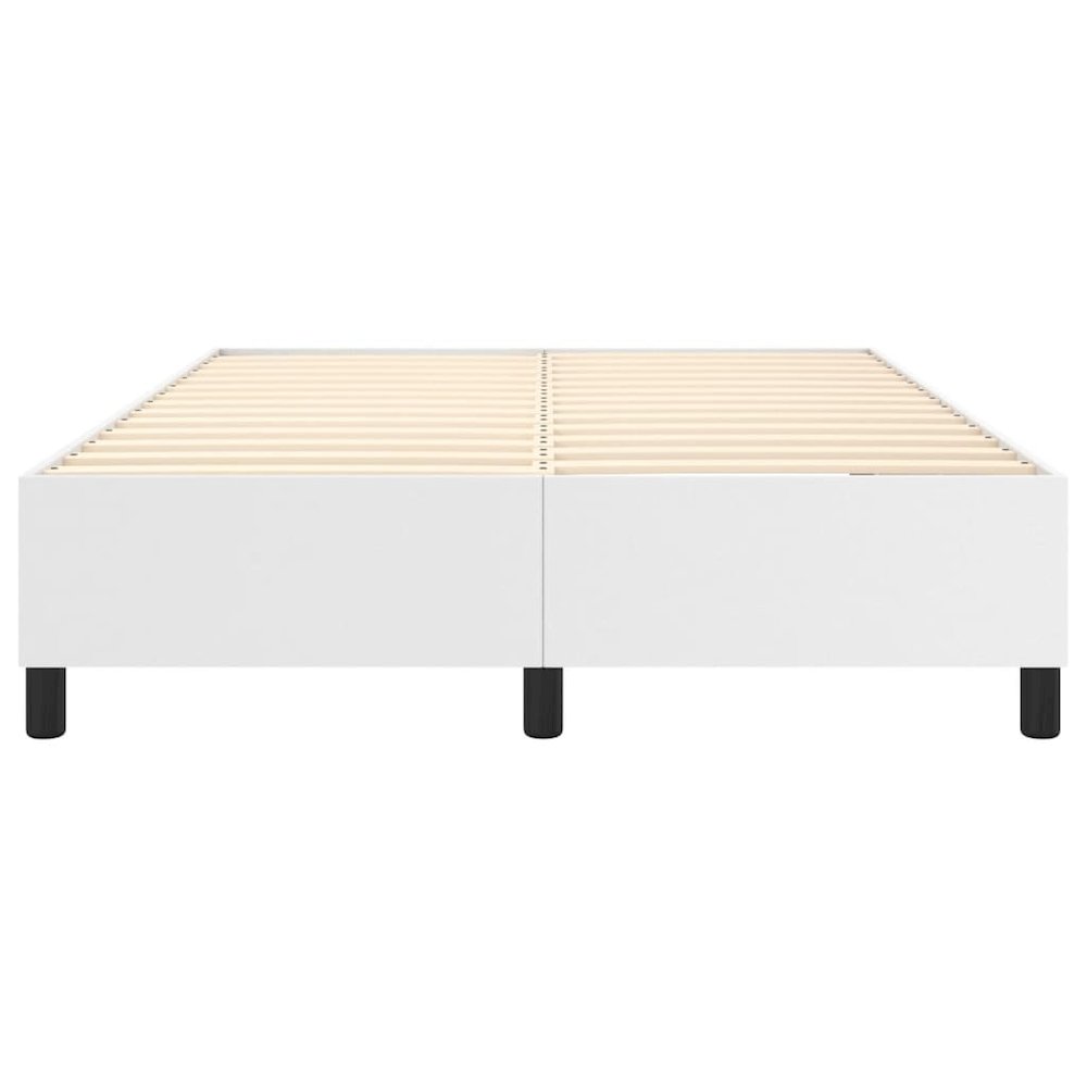 Bed Frame White Faux leather, plywood, engineered wood Queen. Picture 5