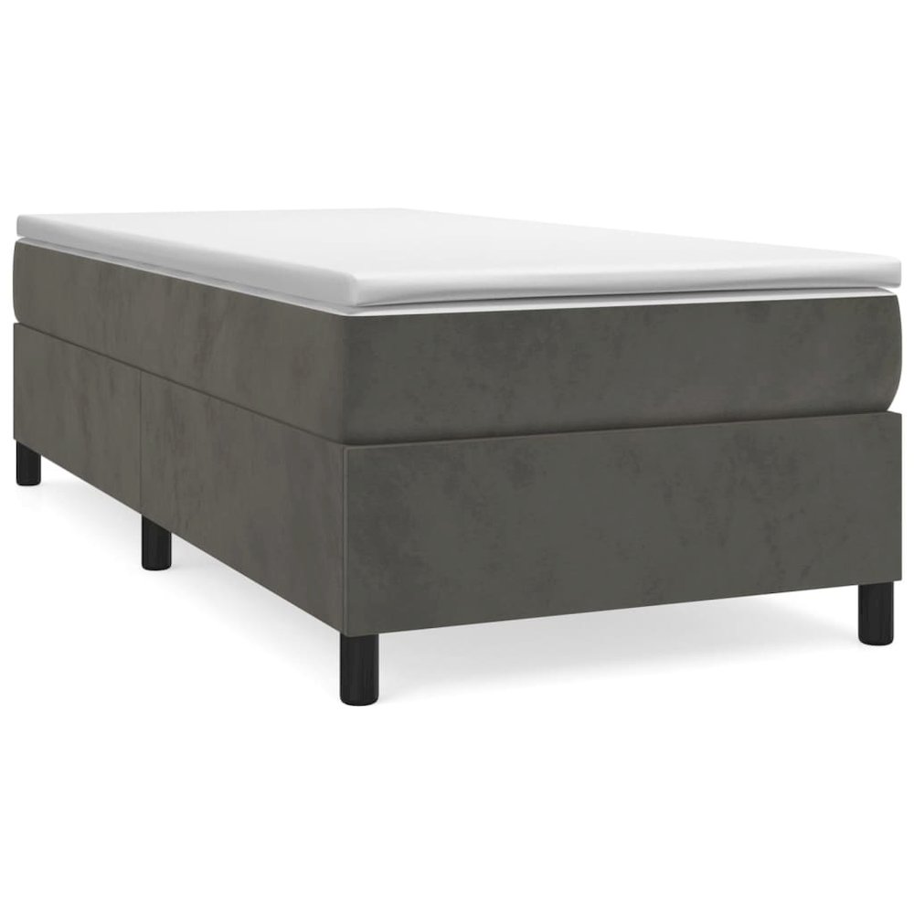 Bed Frame Dark Grey Velvet (100% polyester), Plywood, Engineered wood. Picture 1