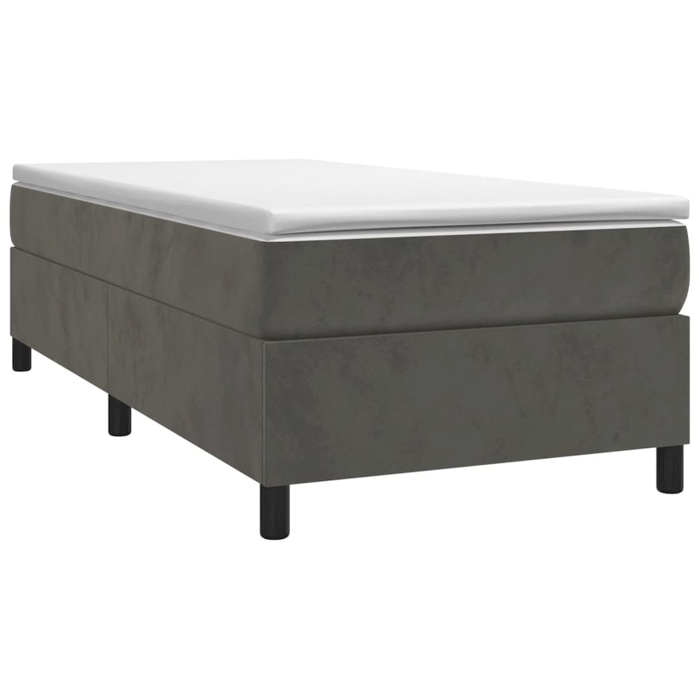 Bed Frame Dark Grey Velvet (100% polyester), Plywood, Engineered wood. Picture 2