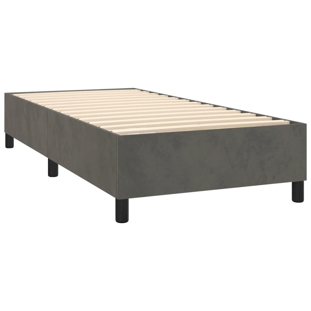 Bed Frame Dark Grey Velvet (100% polyester), Plywood, Engineered wood. Picture 4