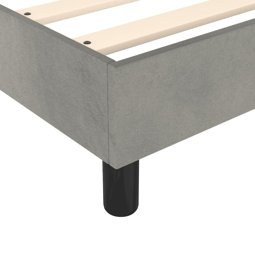 Bed Frame Light Grey Velvet, Plywood, Engineered wood Full Modern. Picture 7