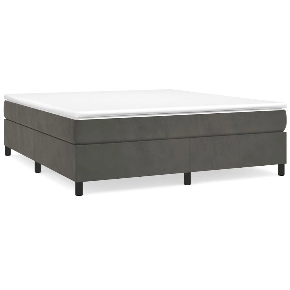 Bed Frame Dark Grey Velvet (100% polyester), plywood, engineered wood. Picture 2
