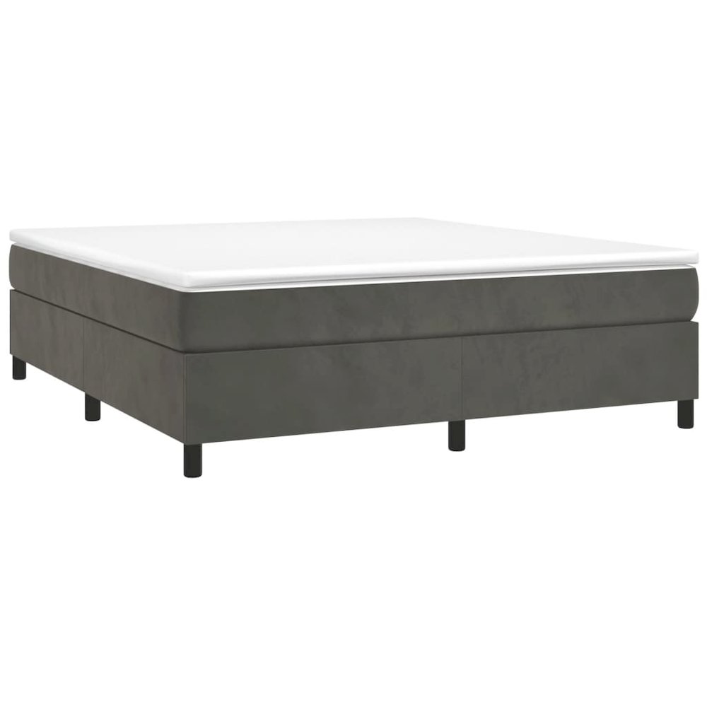 Bed Frame Dark Grey Velvet (100% polyester), plywood, engineered wood. Picture 3
