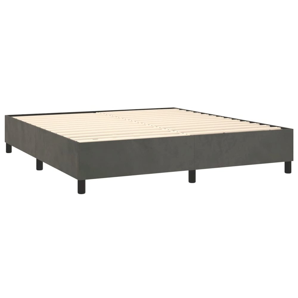 Bed Frame Dark Grey Velvet (100% polyester), plywood, engineered wood. Picture 4