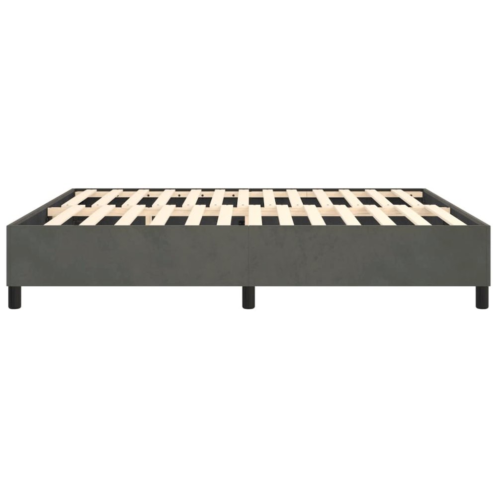 Bed Frame Dark Grey Velvet (100% polyester), plywood, engineered wood. Picture 6