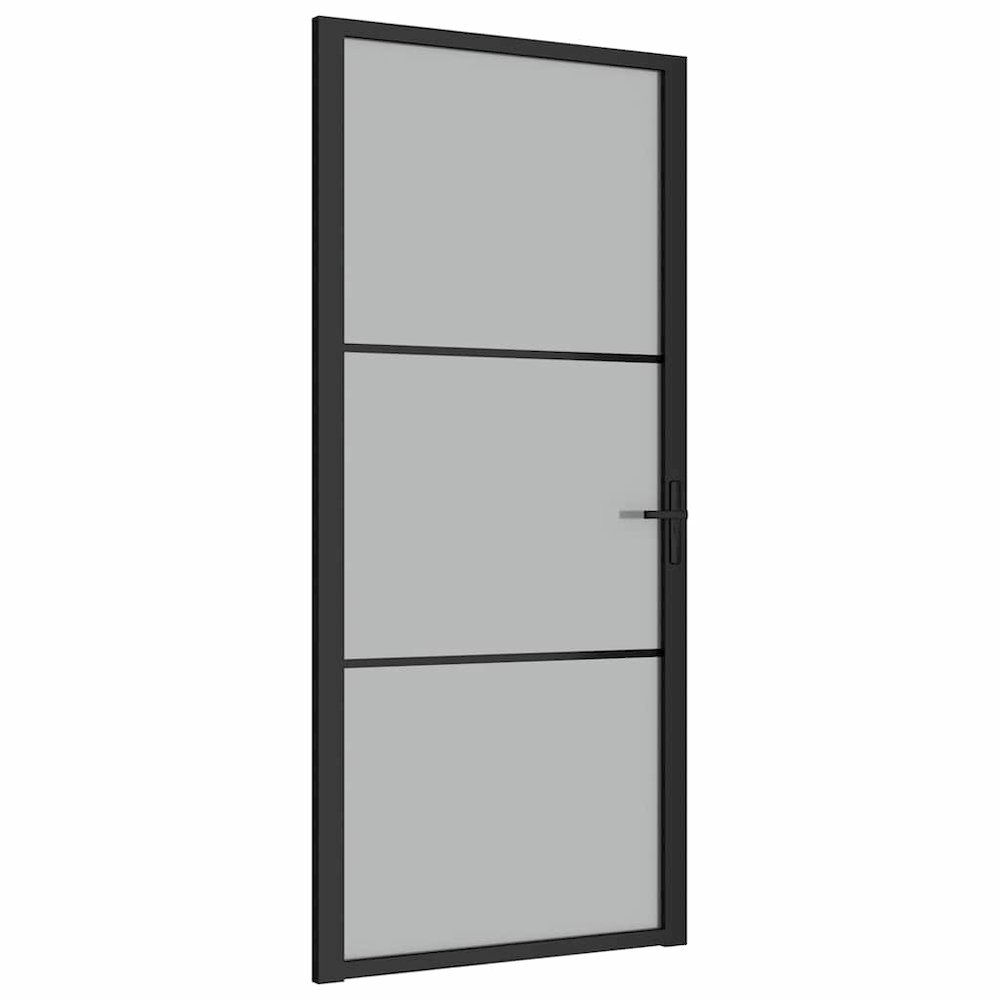 Interior Door 36.6"x79.3" Black Matt Glass and Aluminum. Picture 1