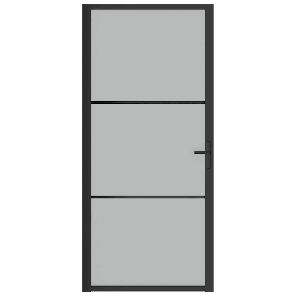 Interior Door 36.6"x79.3" Black Matt Glass and Aluminum. Picture 3