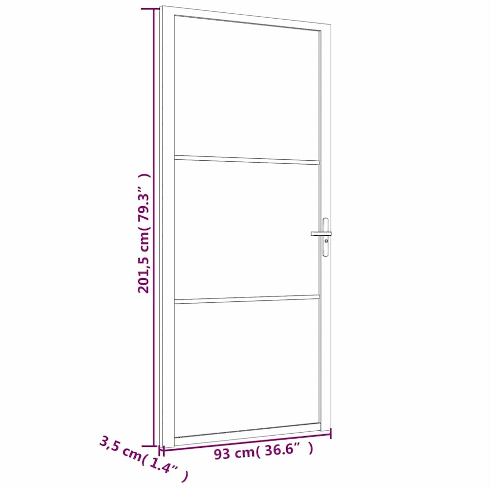 Interior Door 36.6"x79.3" Black Matt Glass and Aluminum. Picture 7