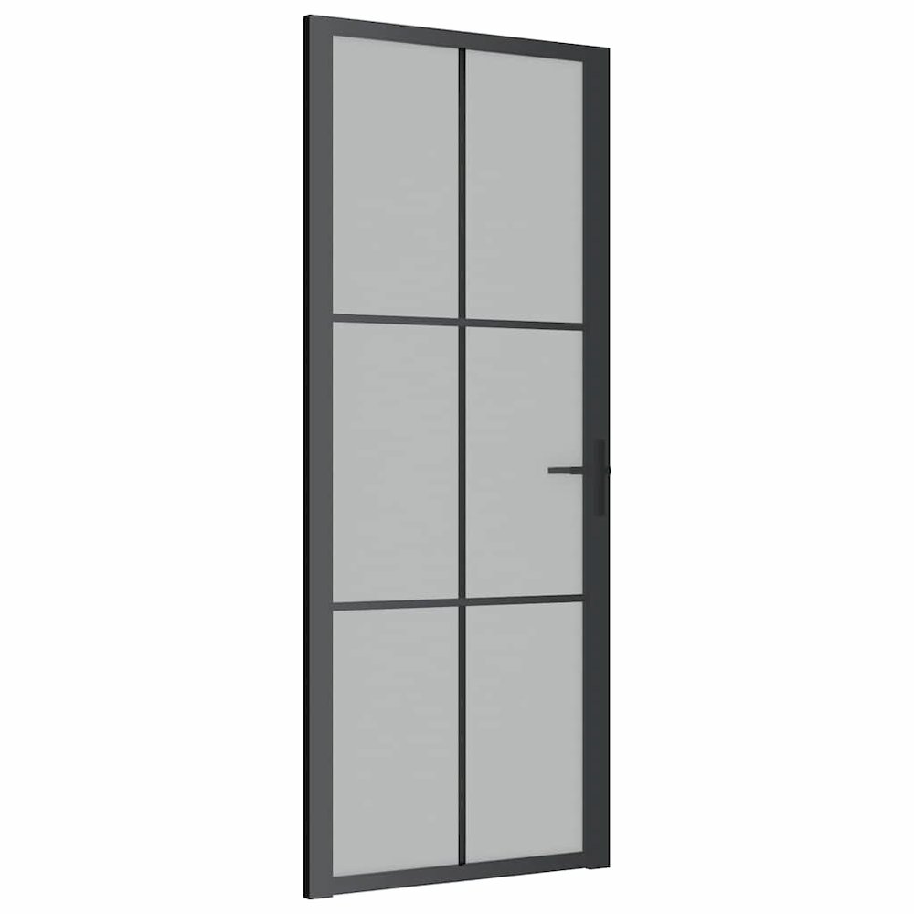 Interior Door 32.7"x79.3" Black Matt Glass and Aluminum. Picture 1