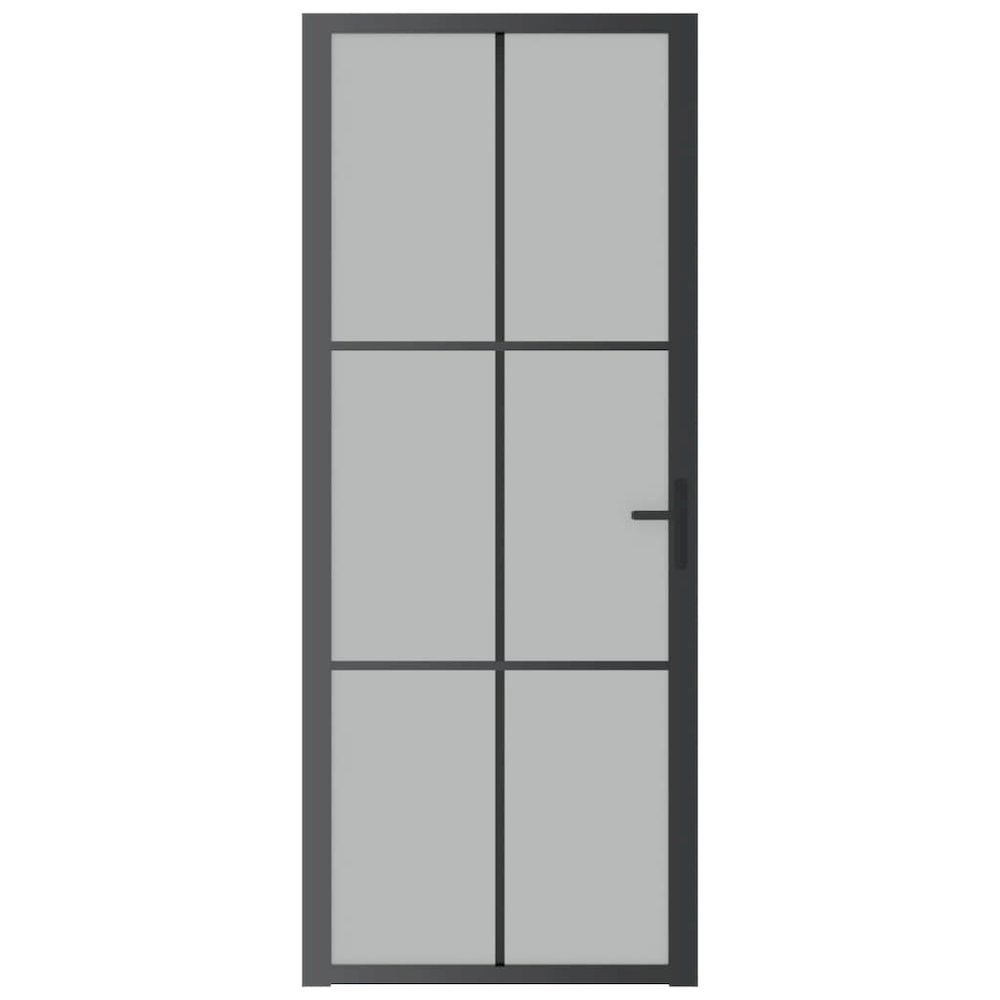 Interior Door 32.7"x79.3" Black Matt Glass and Aluminum. Picture 3