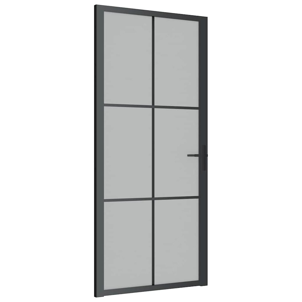 Interior Door 36.6"x79.3" Black Matt Glass and Aluminum. Picture 1
