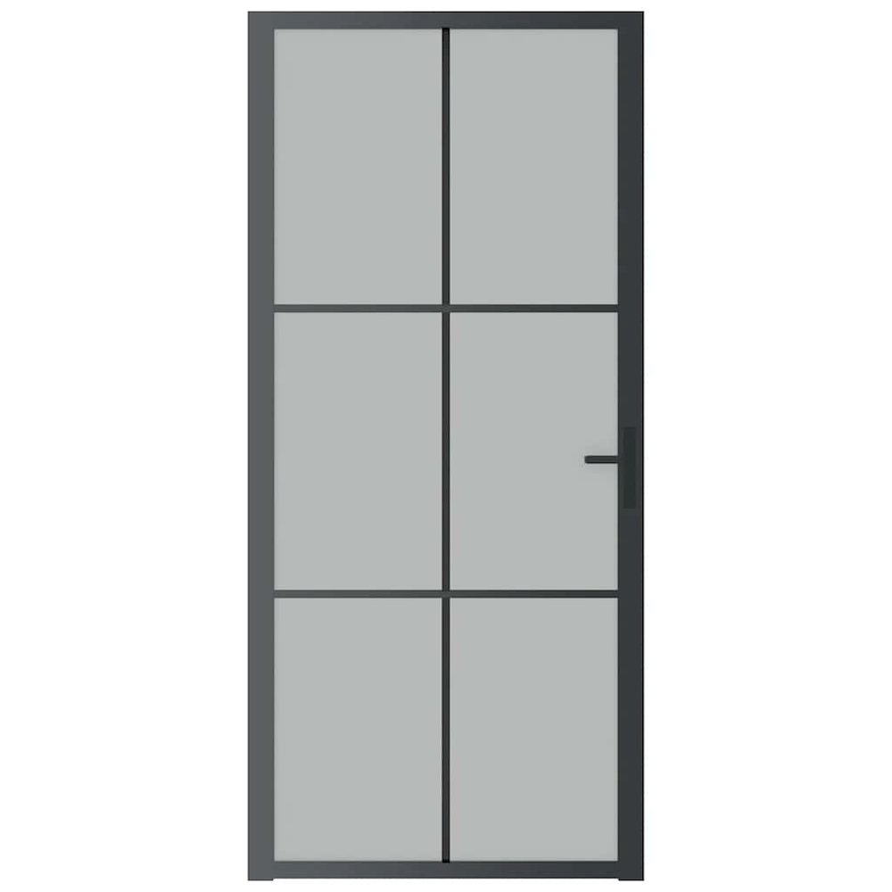 Interior Door 36.6"x79.3" Black Matt Glass and Aluminum. Picture 3