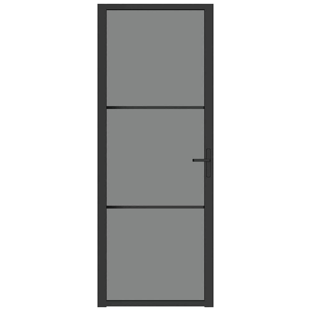 Interior Door 29.9"x79.3" Black ESG Glass and Aluminum. Picture 3