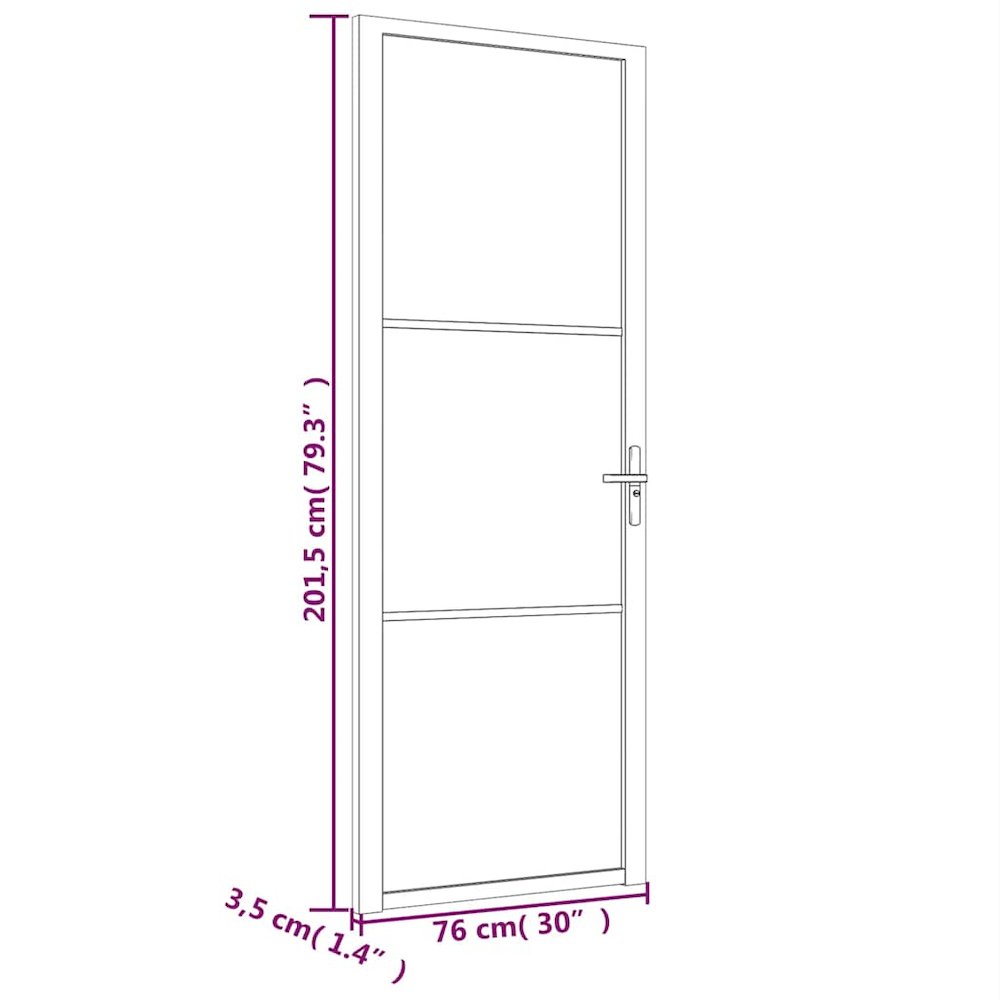 Interior Door 29.9"x79.3" Black ESG Glass and Aluminum. Picture 7