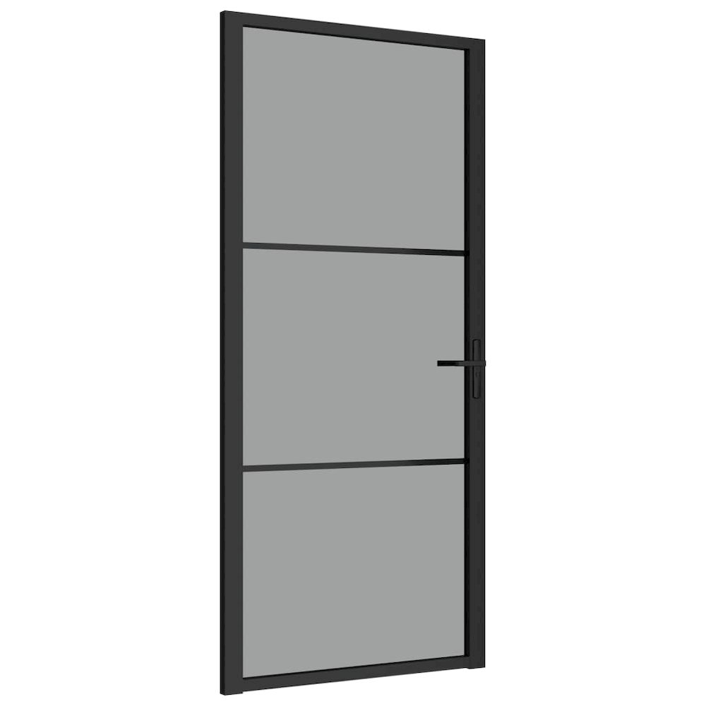 Interior Door 36.6"x79.3" Black ESG Glass and Aluminum. Picture 1