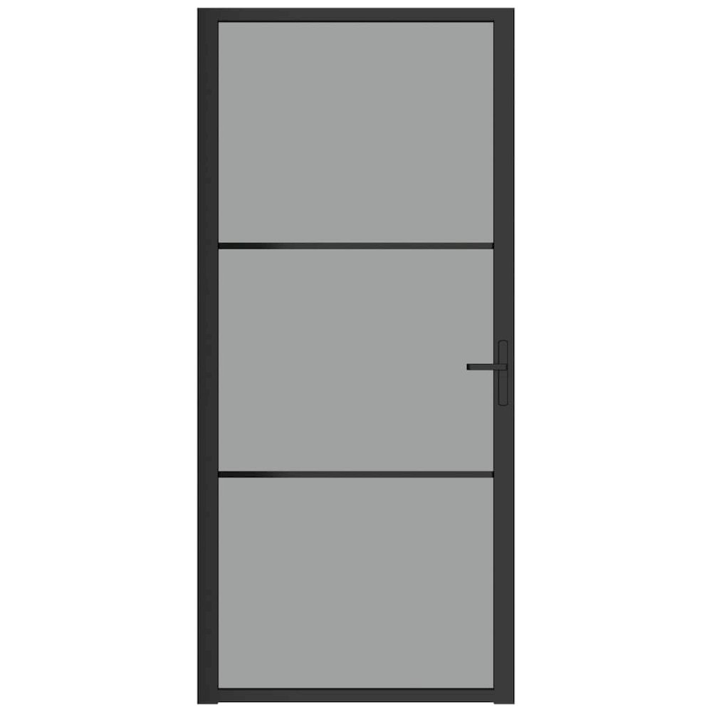 Interior Door 36.6"x79.3" Black ESG Glass and Aluminum. Picture 3