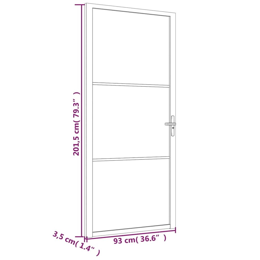 Interior Door 36.6"x79.3" Black ESG Glass and Aluminum. Picture 7
