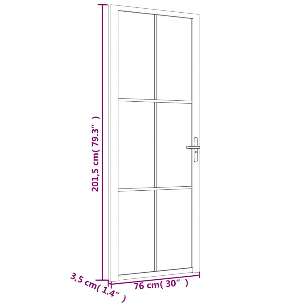 Interior Door 29.9"x79.3" Black ESG Glass and Aluminum. Picture 8