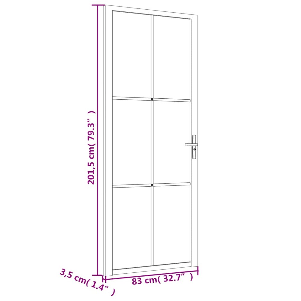 Interior Door 32.7"x79.3" Black ESG Glass and Aluminum. Picture 8