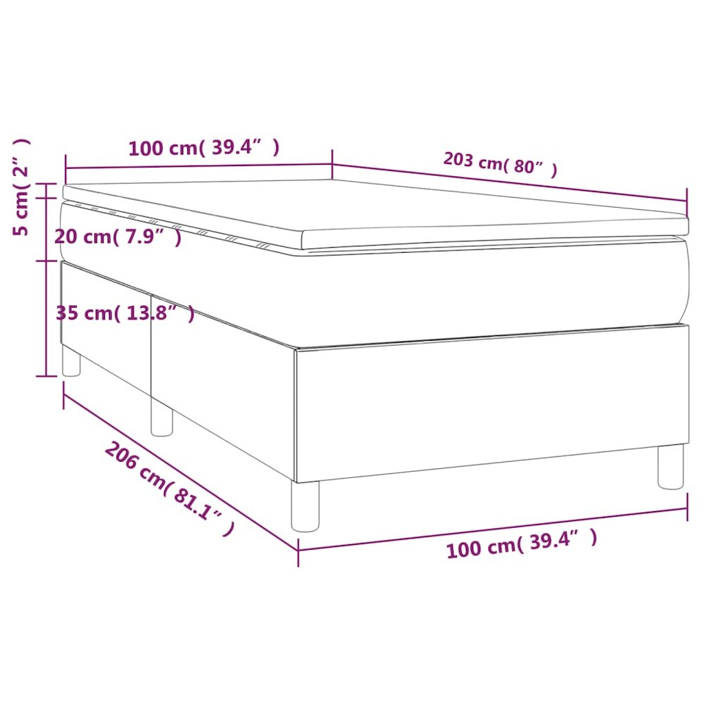 Box Spring Bed with Mattress Light Gray 39.4"x79.9" Twin XL Fabric. Picture 10