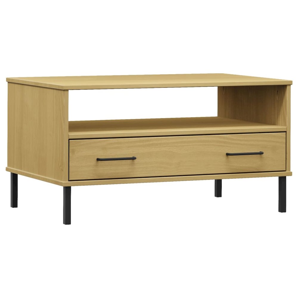 Coffee Table Brown Solid pine wood, metal Standard Coffee Table. Picture 2