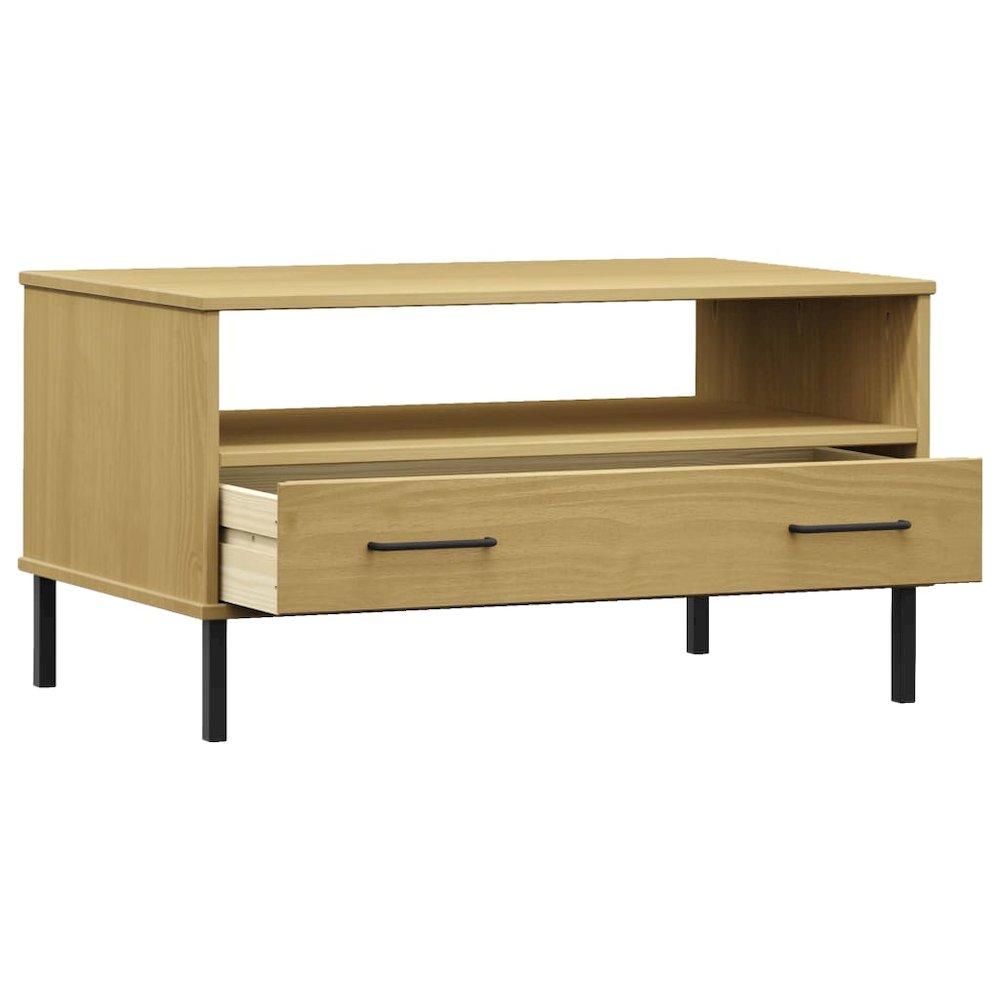 Coffee Table Brown Solid pine wood, metal Standard Coffee Table. Picture 5