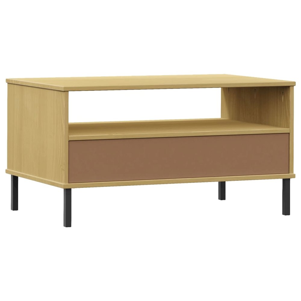 Coffee Table Brown Solid pine wood, metal Standard Coffee Table. Picture 7