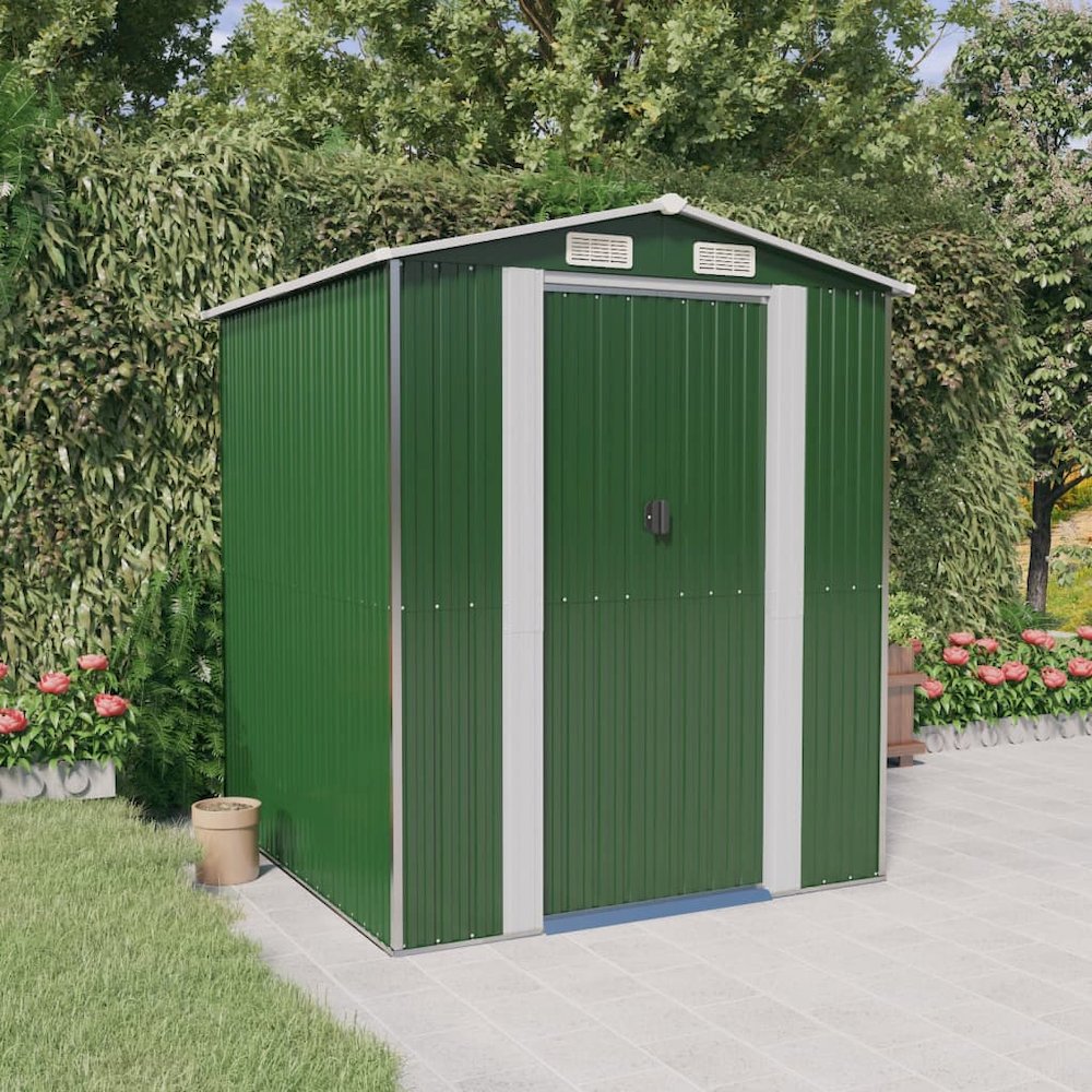 Garden Shed Green Galvanized Steel Large Garden Shed. Picture 1