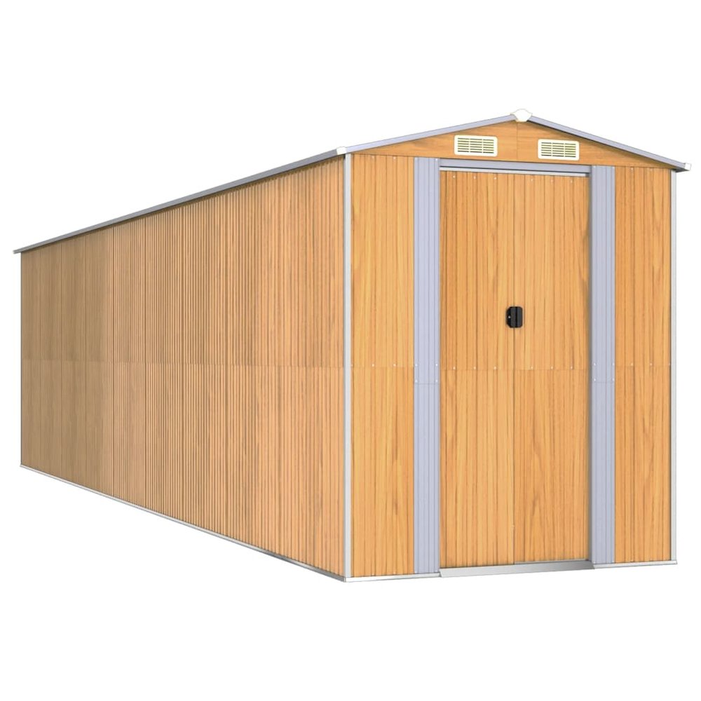 Garden Shed Light Brown Galvanized Steel Large Garden Shed. Picture 2