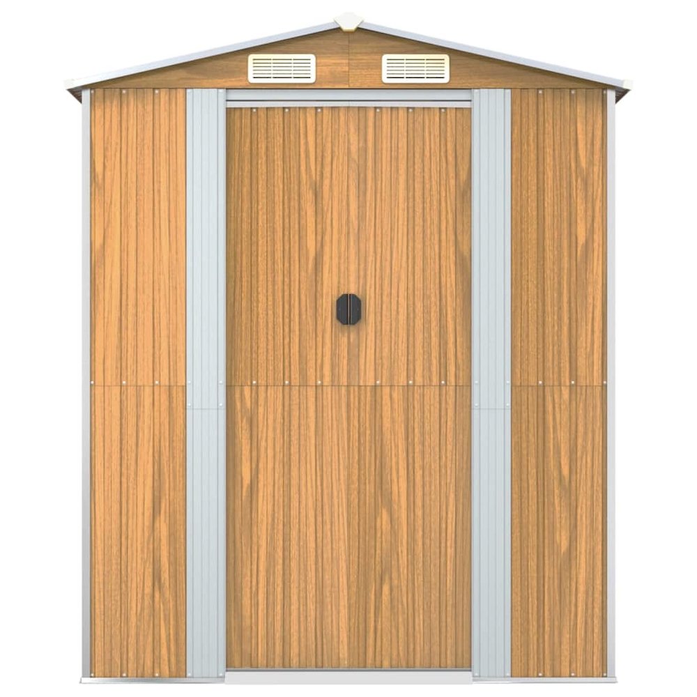 Garden Shed Light Brown Galvanized Steel Large Garden Shed. Picture 4