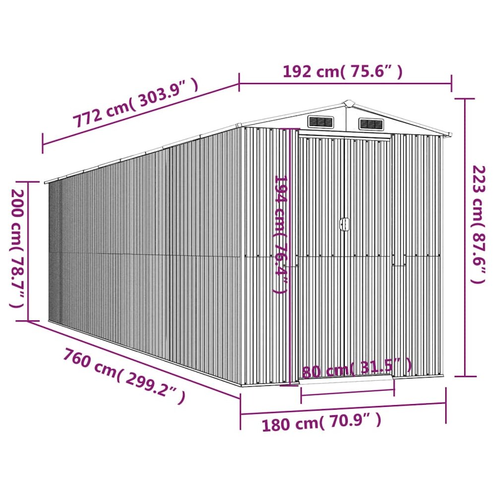 Garden Shed Light Brown Galvanized Steel Large Garden Shed. Picture 8