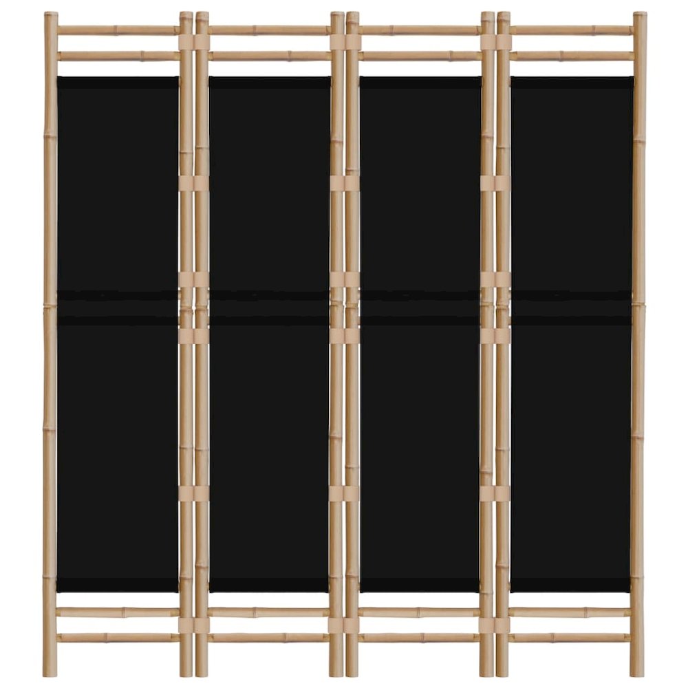 Folding 4-Panel Room Divider 63" Bamboo and Canvas. Picture 4