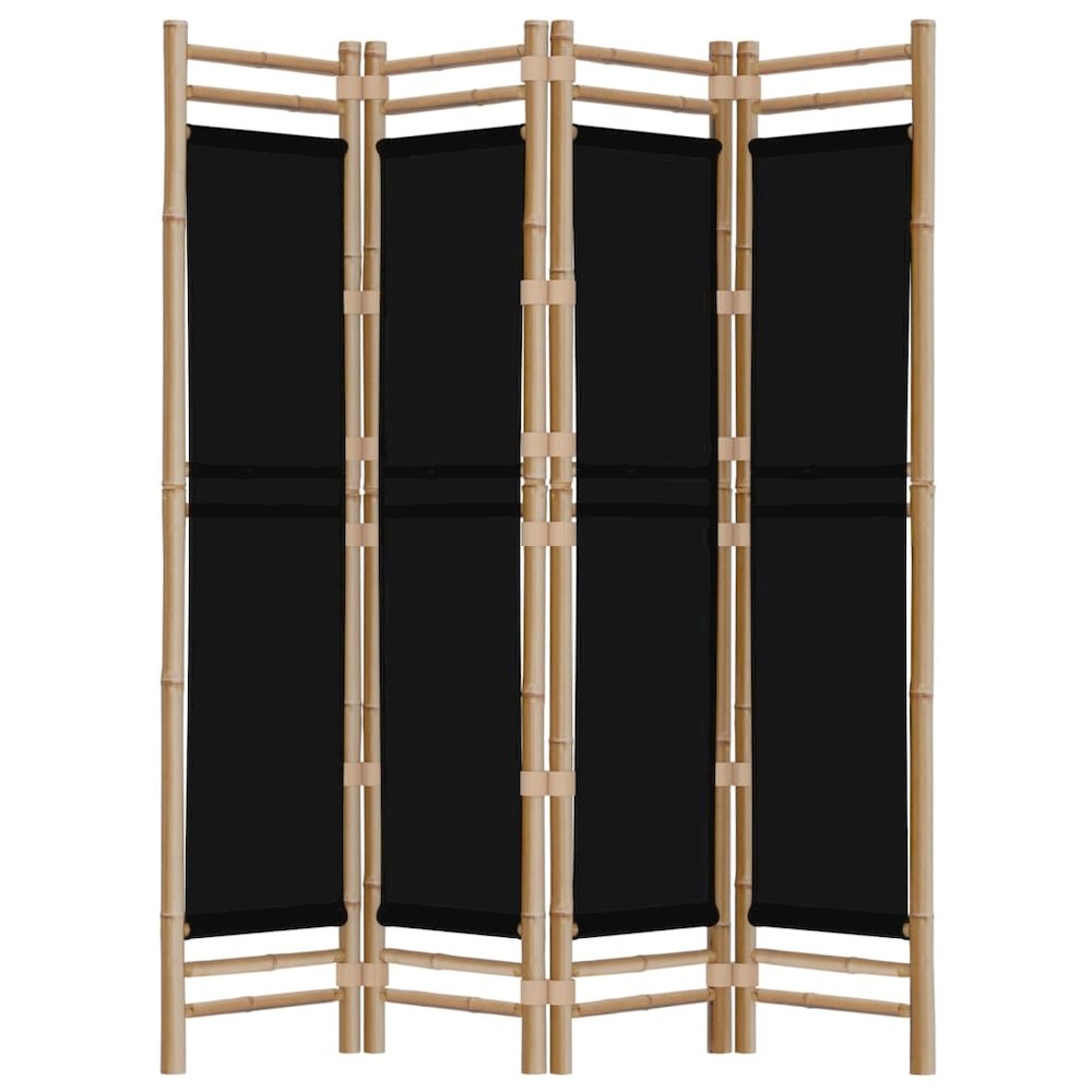Folding 4-Panel Room Divider 63" Bamboo and Canvas. Picture 5