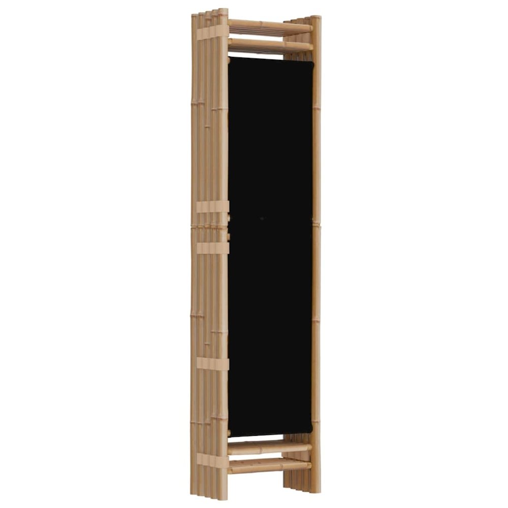 Folding 5-Panel Room Divider 78.7" Bamboo and Canvas. Picture 6