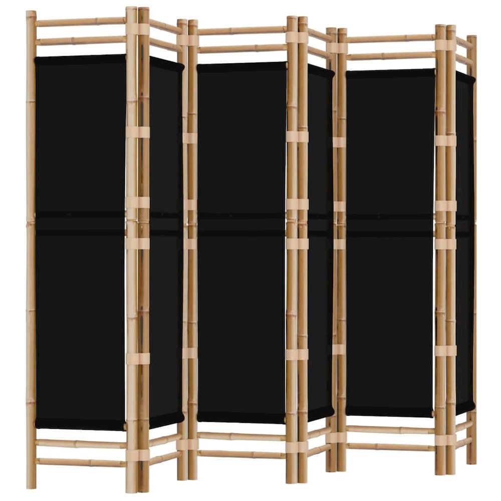 Folding 6-Panel Room Divider 94.5" Bamboo and Canvas. Picture 2