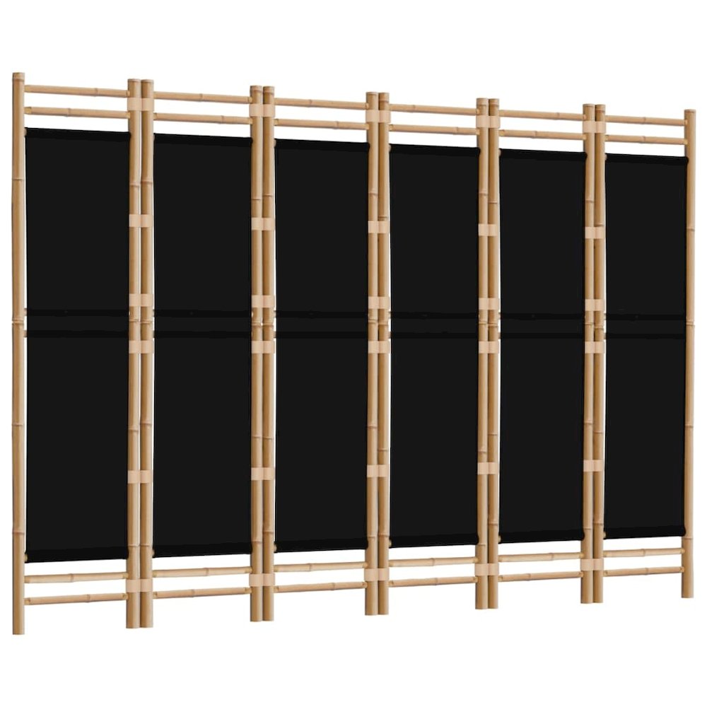 Folding 6-Panel Room Divider 94.5" Bamboo and Canvas. Picture 3