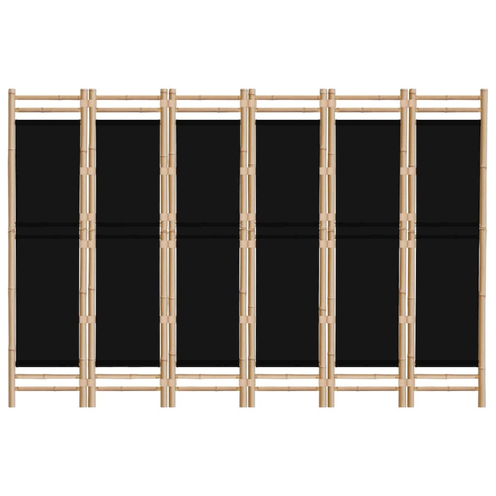 Folding 6-Panel Room Divider 94.5" Bamboo and Canvas. Picture 4