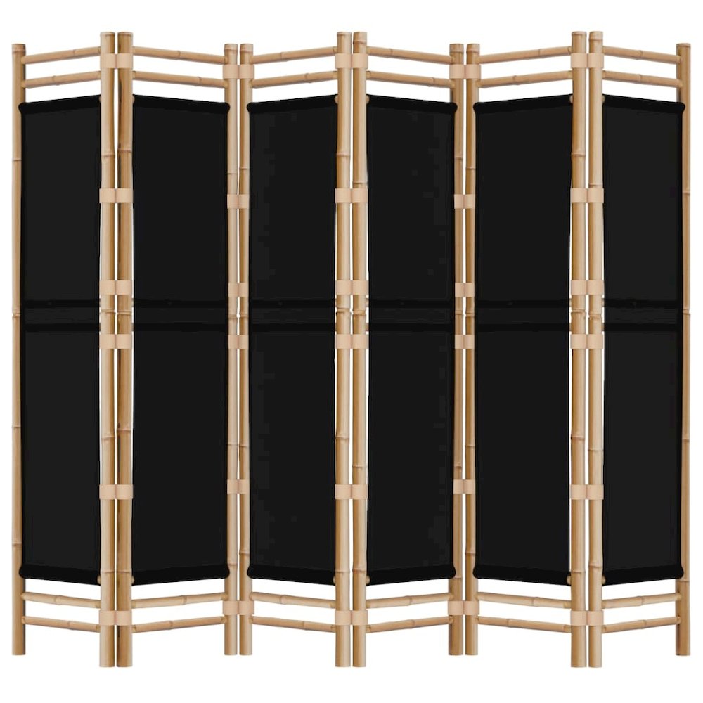 Folding 6-Panel Room Divider 94.5" Bamboo and Canvas. Picture 5