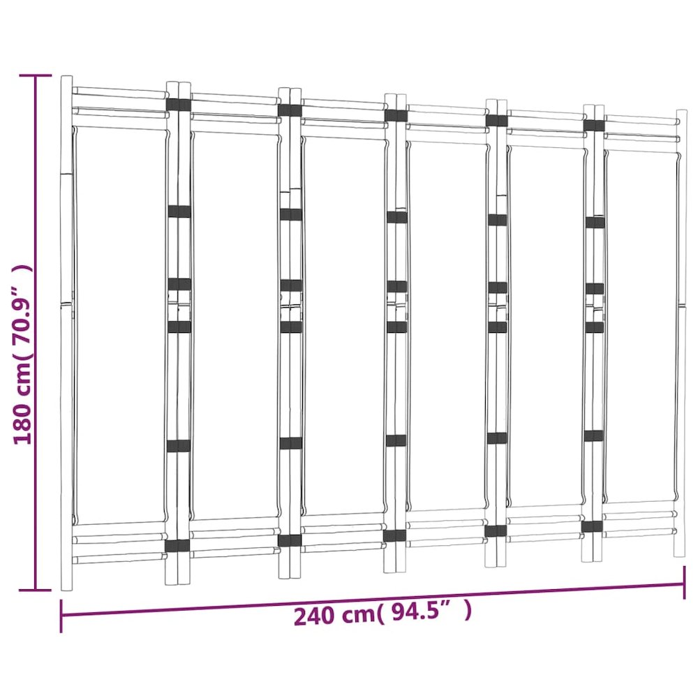 Folding 6-Panel Room Divider 94.5" Bamboo and Canvas. Picture 9