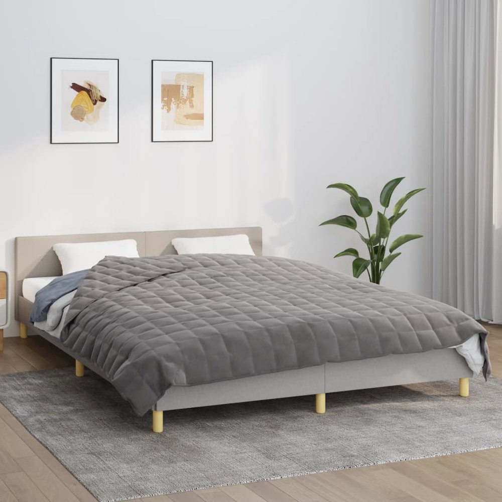 Weighted Blanket Grey 100% brushed polyester microfiber King Size. Picture 2