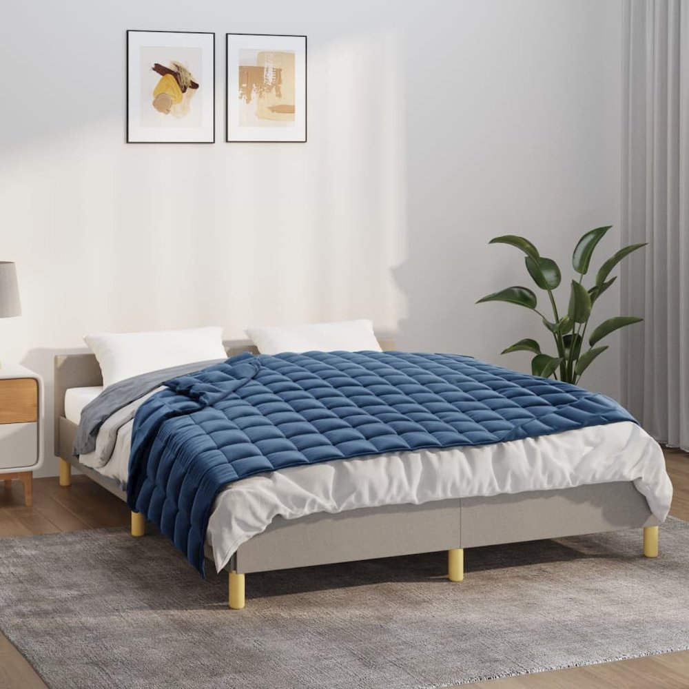 Weighted Blanket Blue Fabric (100% brushed polyester microfiber). Picture 1