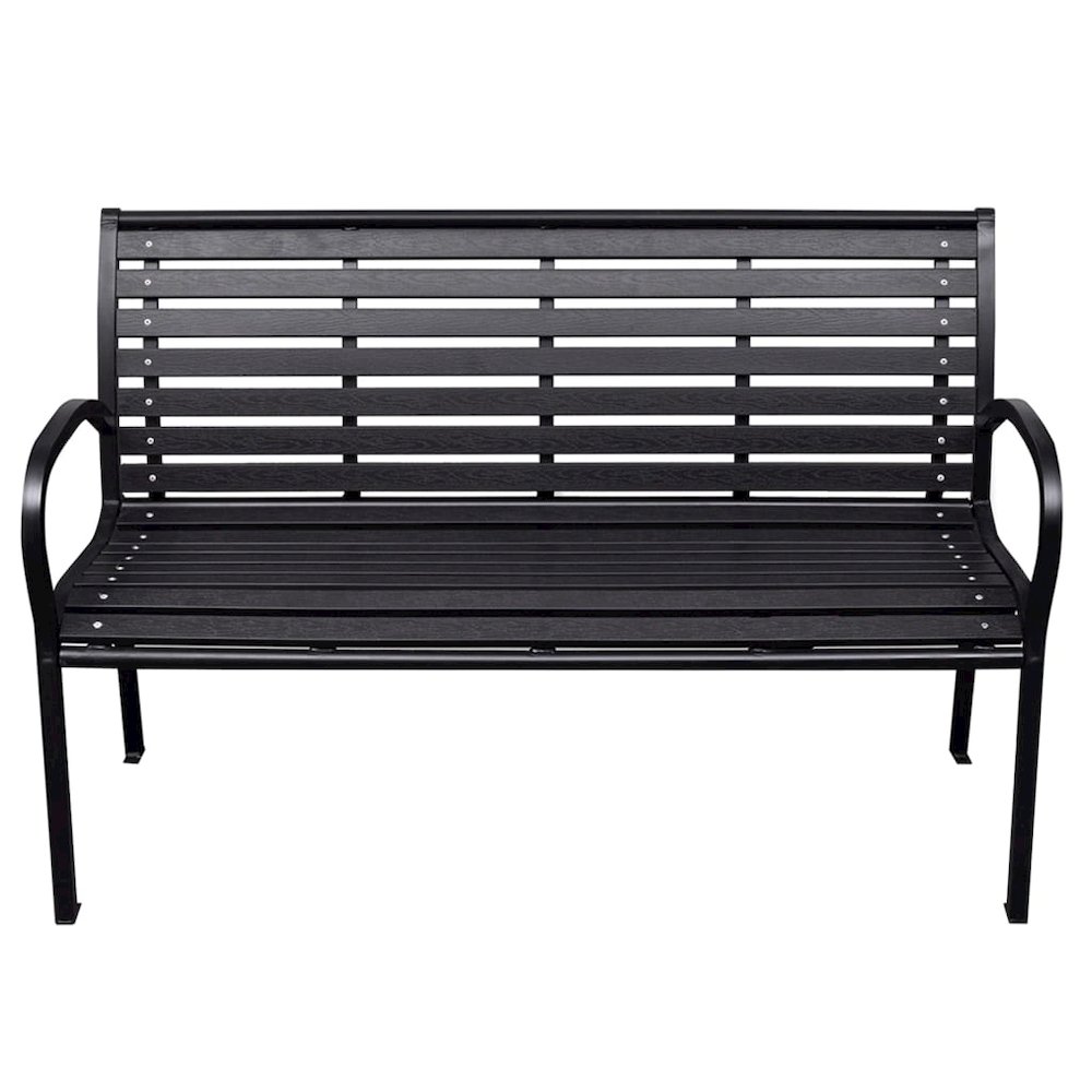 Garden Bench Black WPC (Wood Plastic Composite), Steel 116 cm wide. Picture 2
