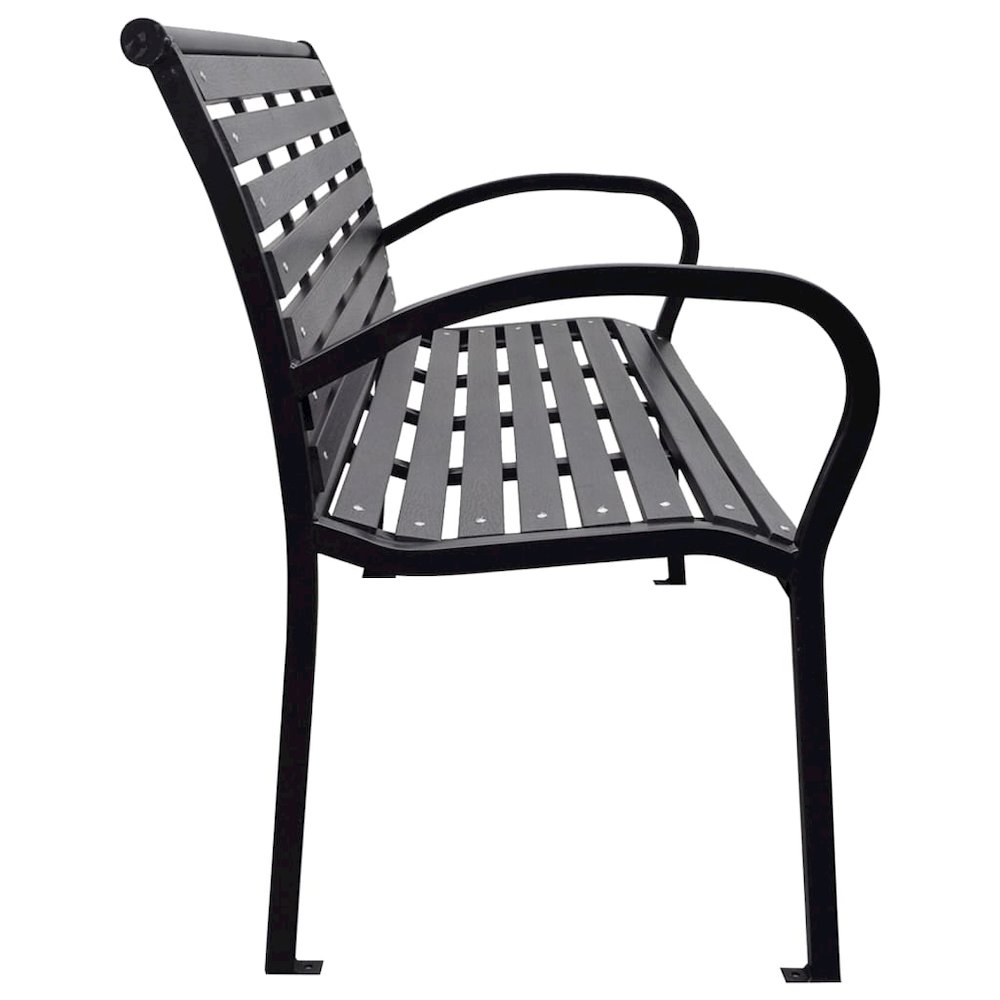 Garden Bench Black WPC (Wood Plastic Composite), Steel 116 cm wide. Picture 3