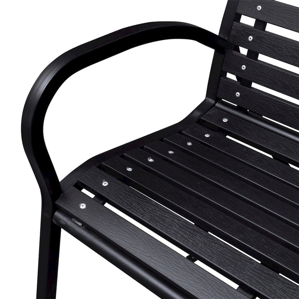 Garden Bench Black WPC (Wood Plastic Composite), Steel 116 cm wide. Picture 4