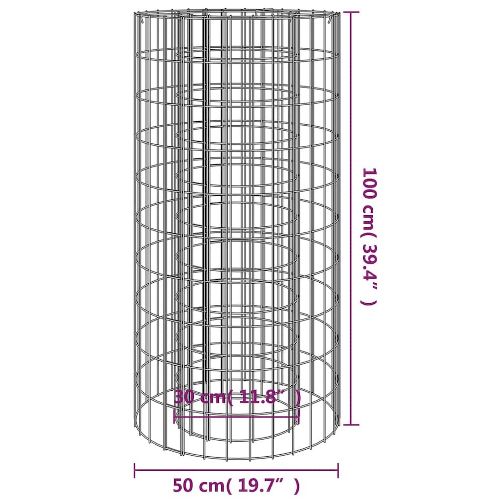 Gabion Fire Pit Ã˜ 19.7" Galvanized Iron. Picture 5