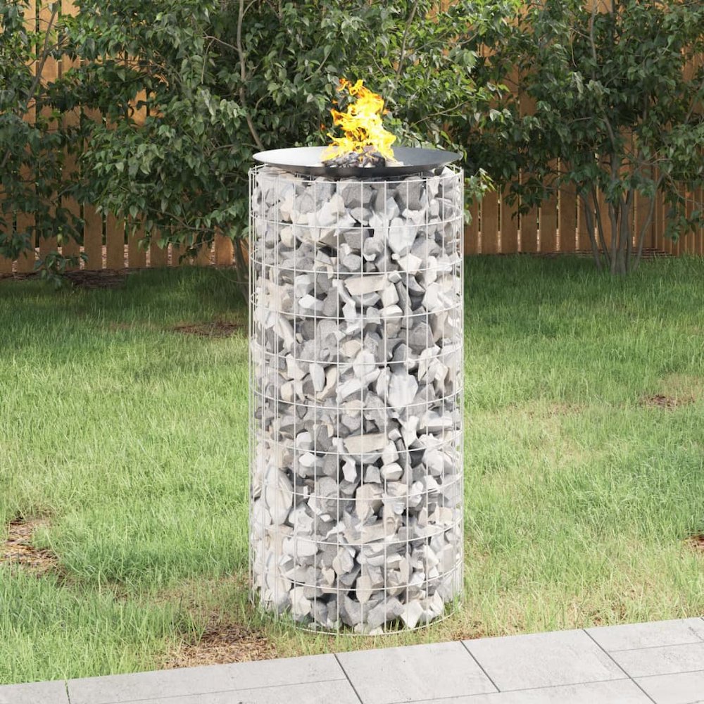 Gabion Fire Pit Ã˜ 19.7" Galvanized Iron. Picture 1