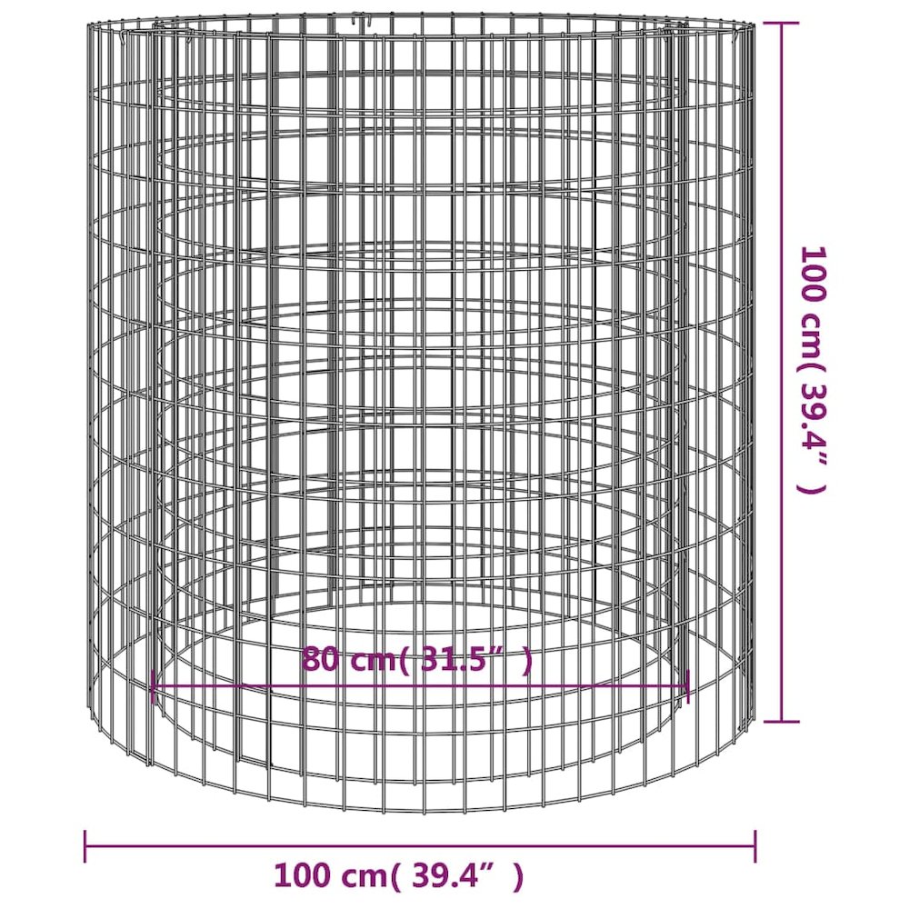 Gabion Fire Pit Ã˜ 39.4" Galvanized Iron. Picture 5