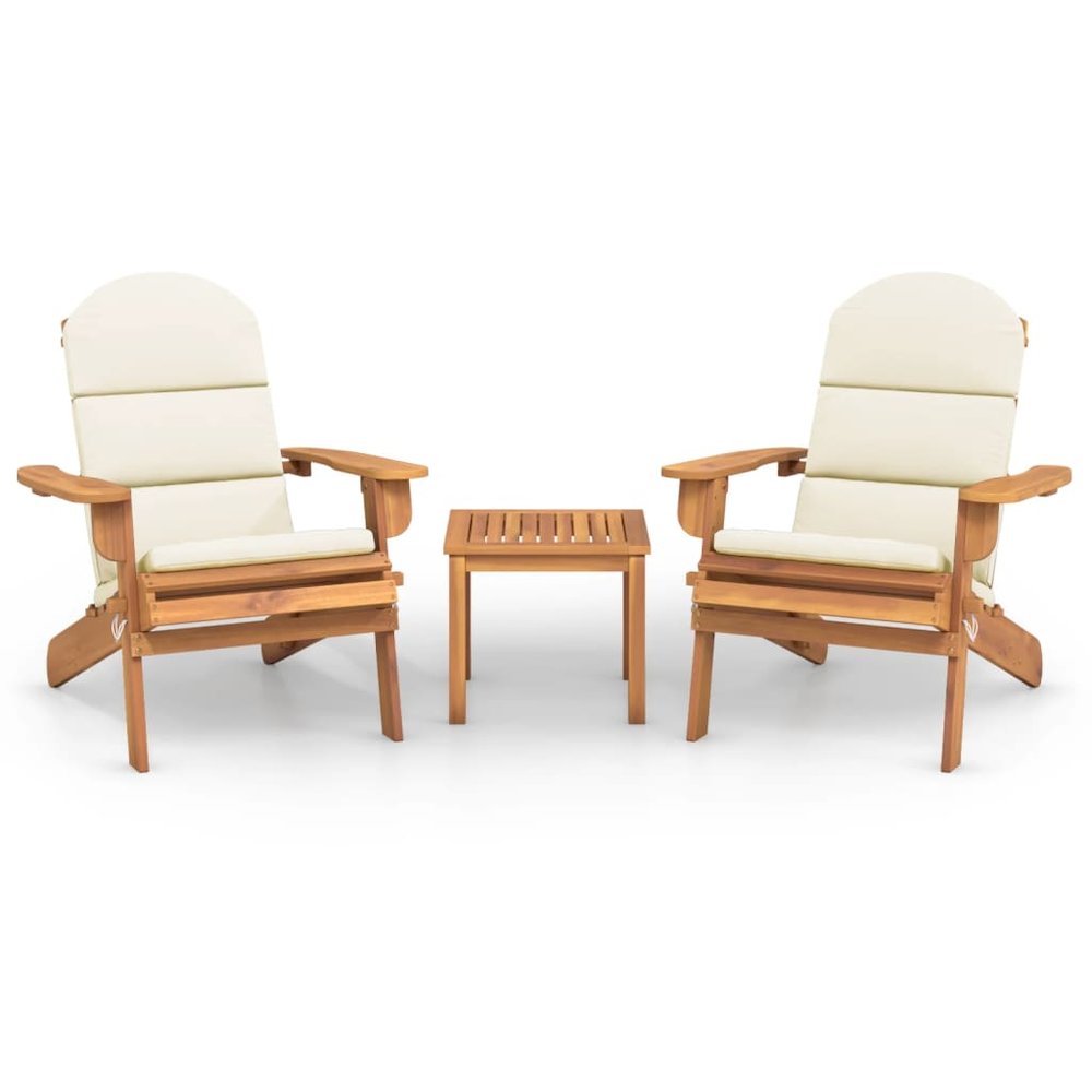 3 Piece Adirondack Patio Lounge Set Solid Wood Acacia. Picture 2