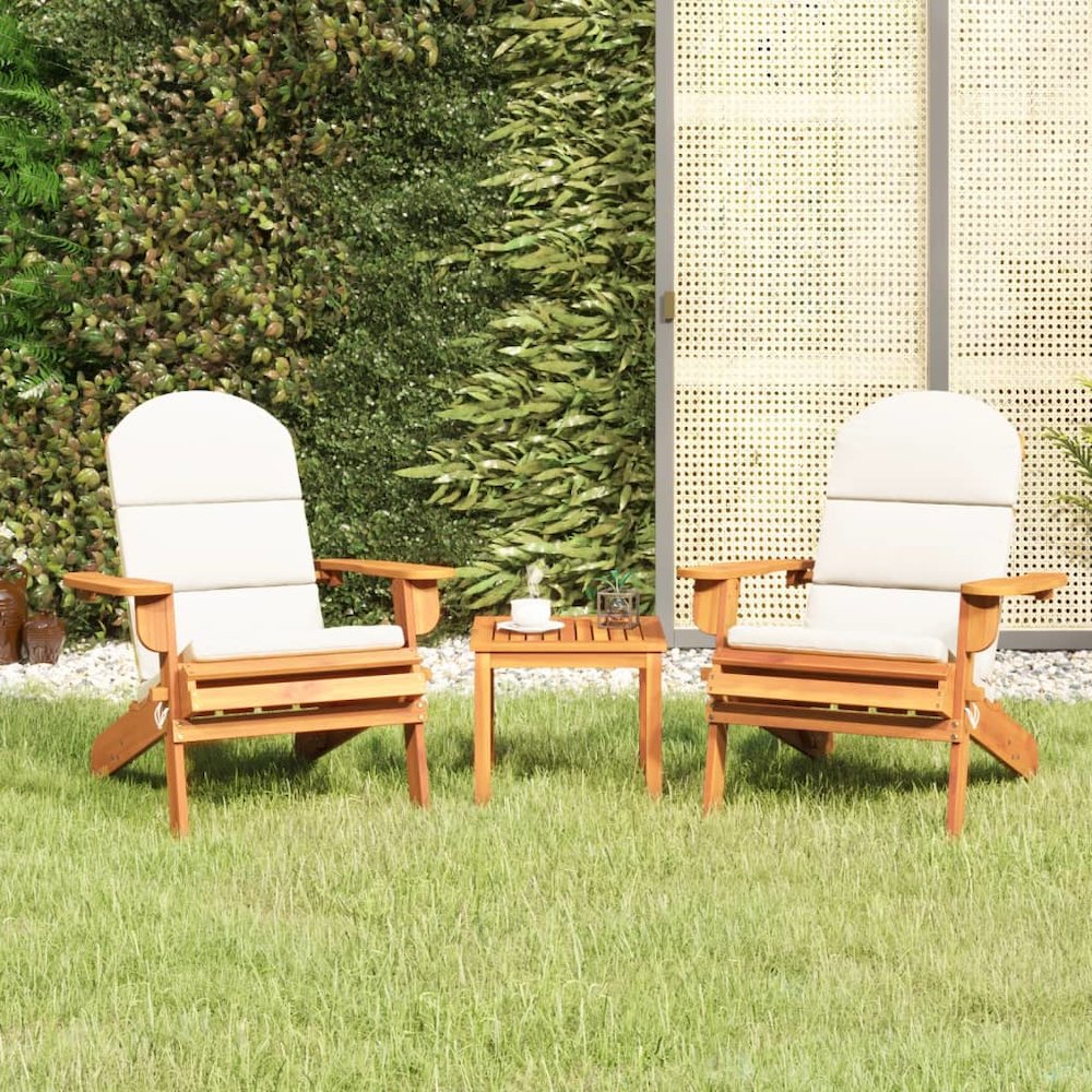 3 Piece Adirondack Patio Lounge Set Solid Wood Acacia. Picture 1