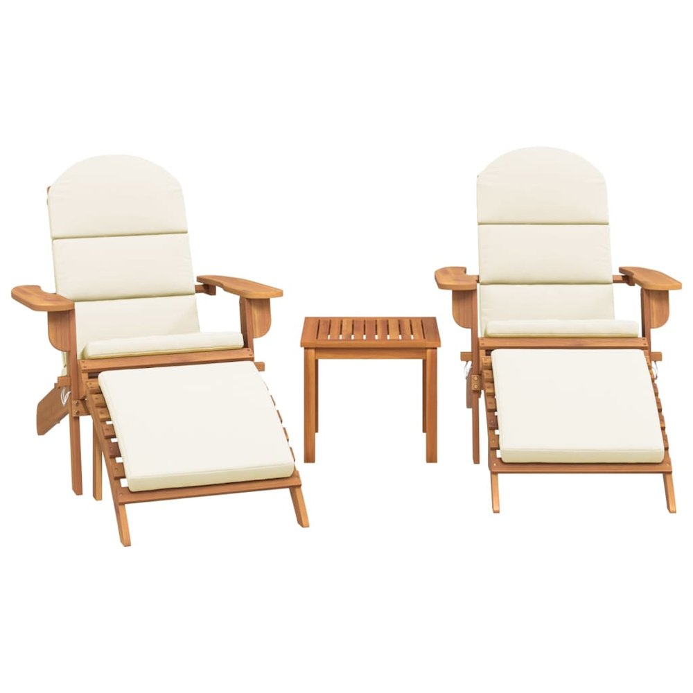 3 Piece Adirondack Patio Lounge Set Solid Wood Acacia. Picture 3